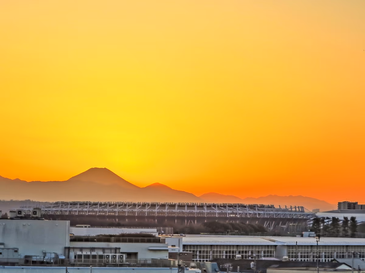 投稿写真：夕富士と味の素スタジアム