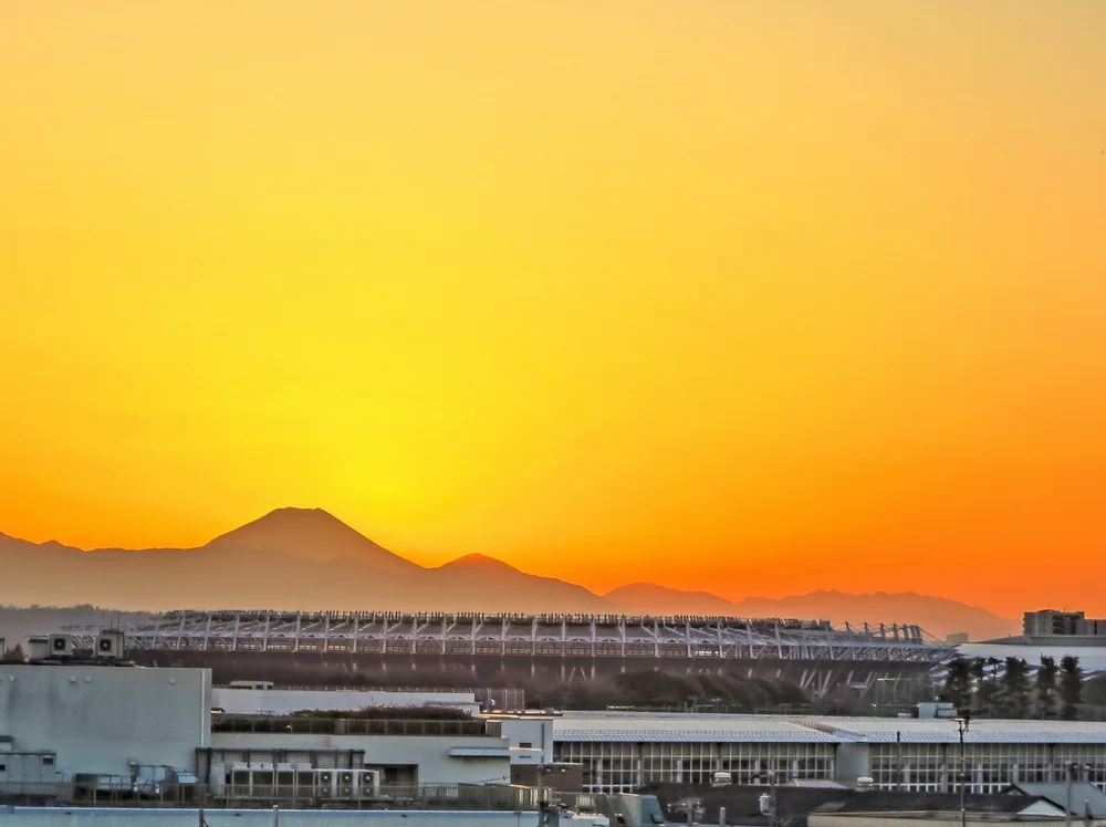 投稿写真：夕富士と味の素スタジアム