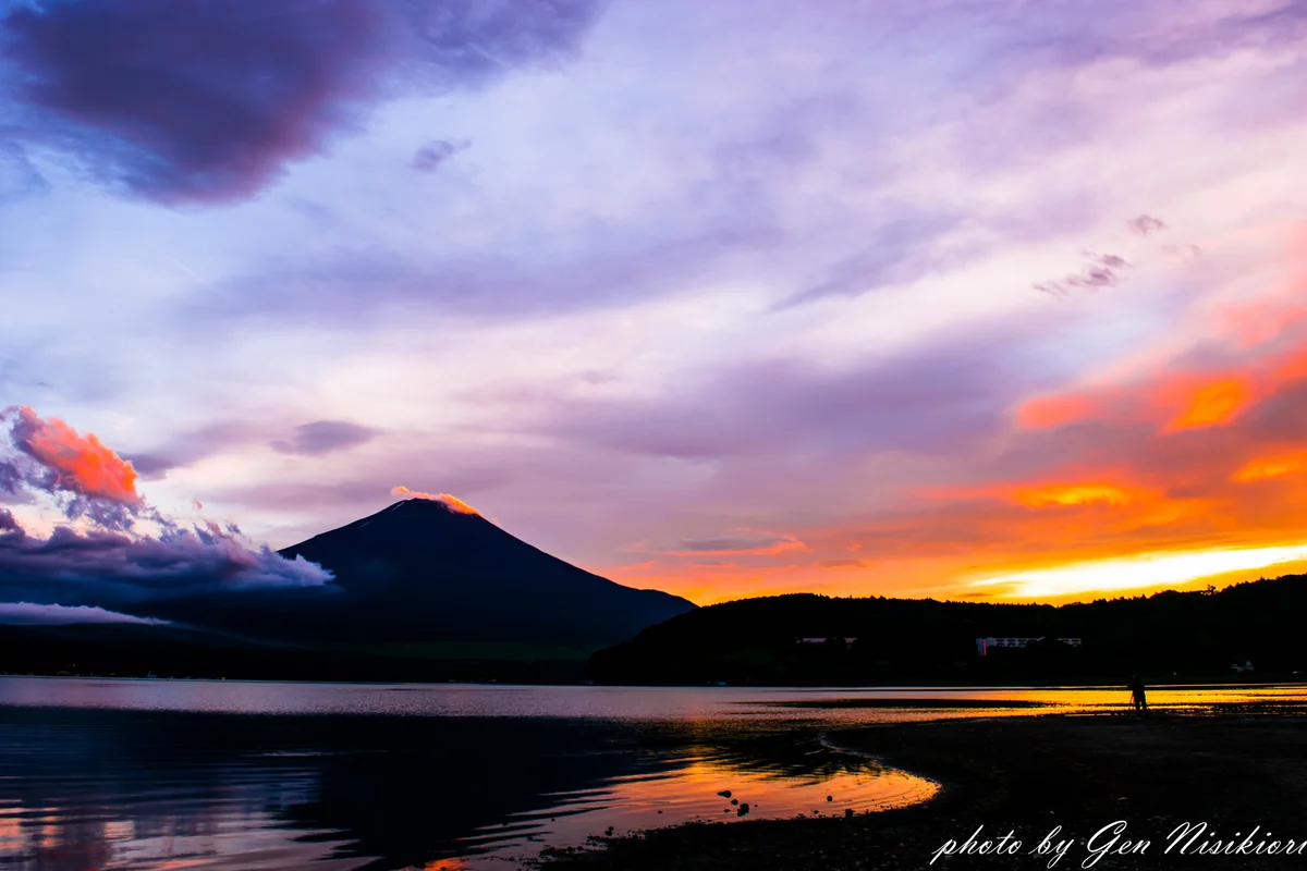 投稿写真：夕焼けと富士山と逆さ富士