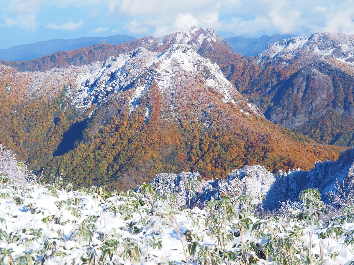 投稿写真：紅葉時の積雪（雨飾山）