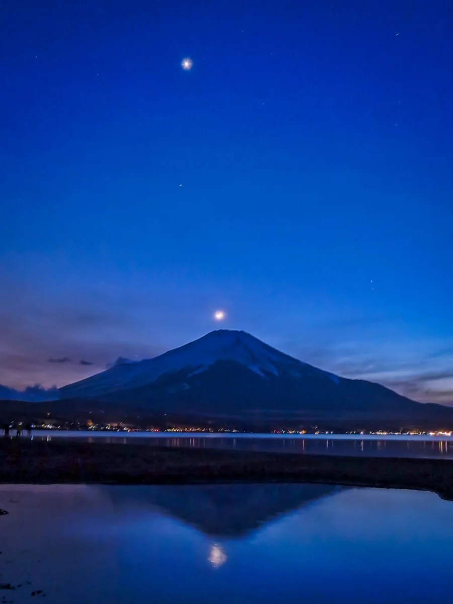 投稿写真：金土月直列と逆さ富士
