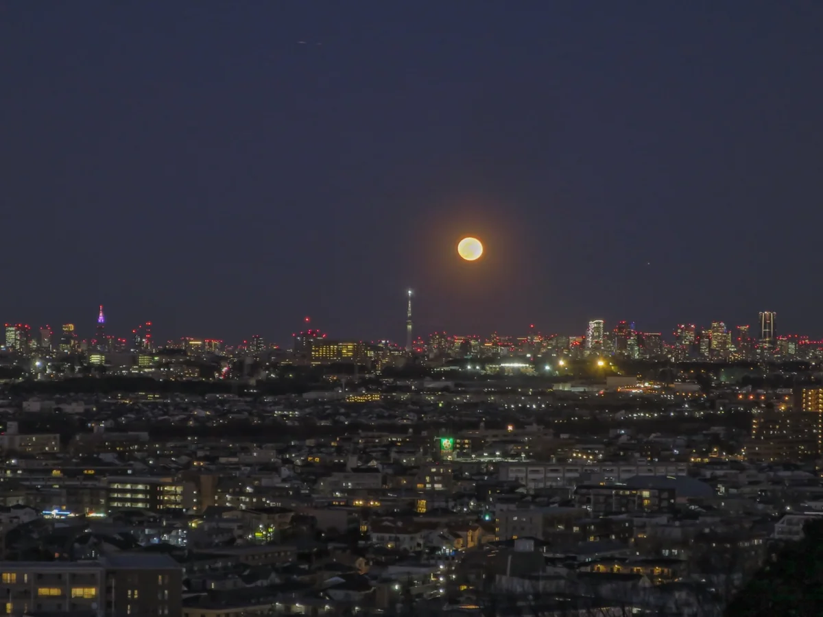 投稿写真：満月と東京の夜景