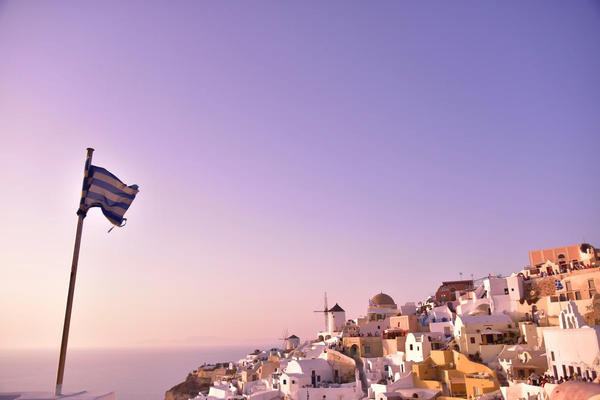 投稿写真：ギリシャサントリーニ島の夕陽が始まる