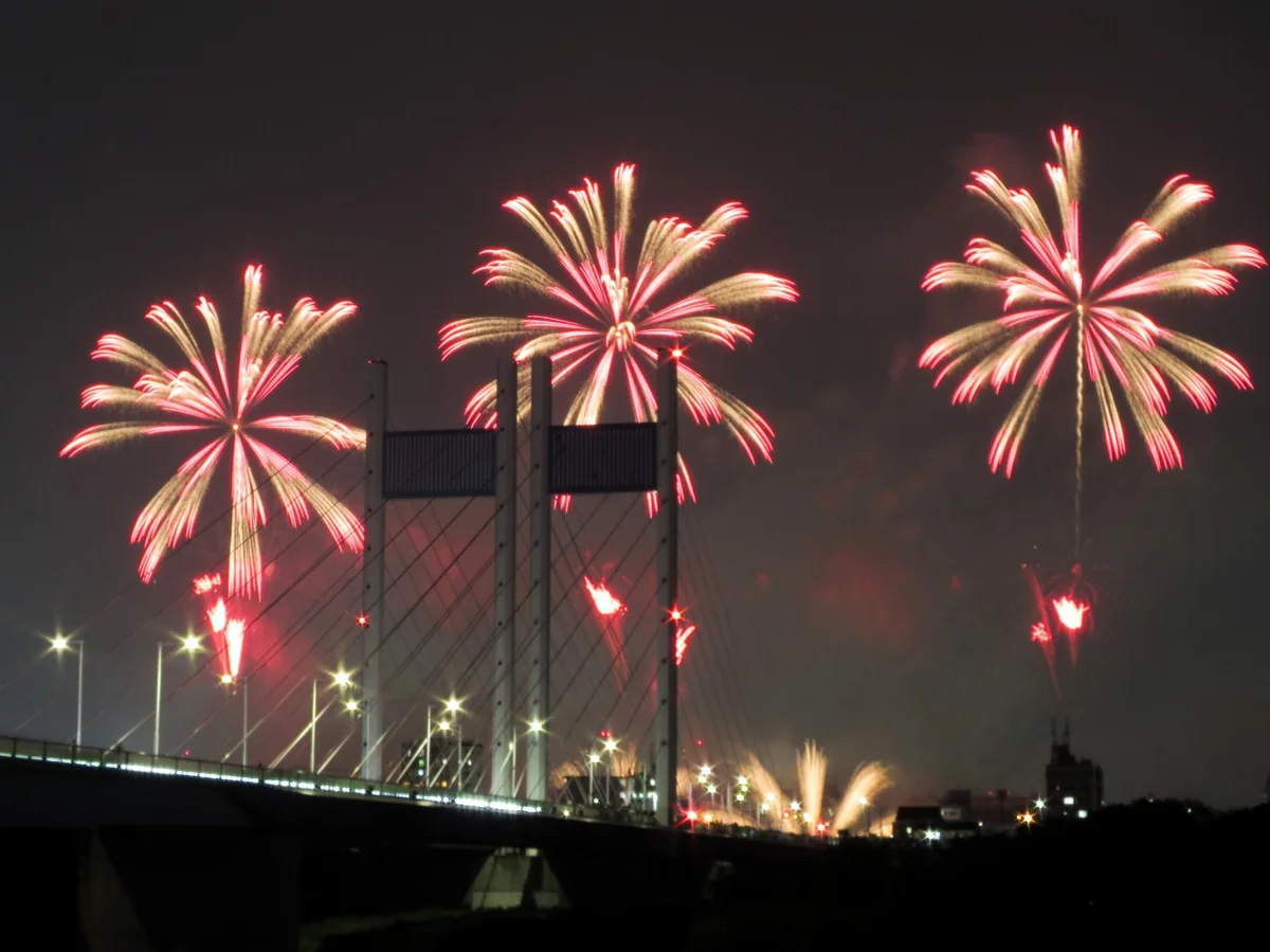 投稿写真：東京競馬場花火と斜張橋
