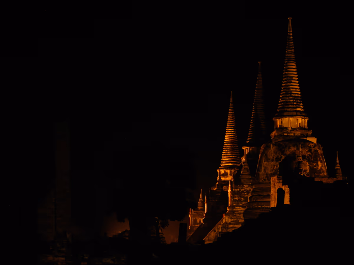 投稿写真：闇夜に輝くアユタヤ