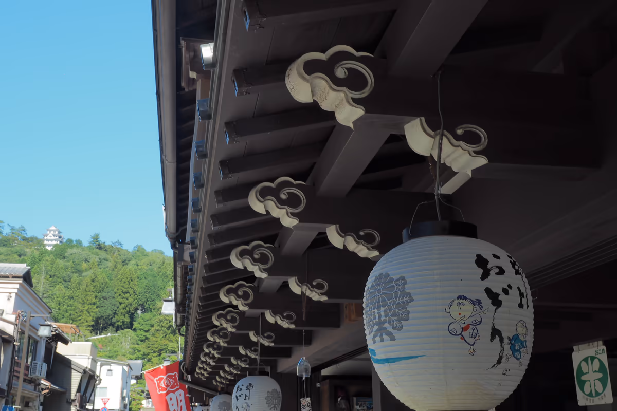 投稿写真：郡上八幡　街の提灯と郡上八幡城