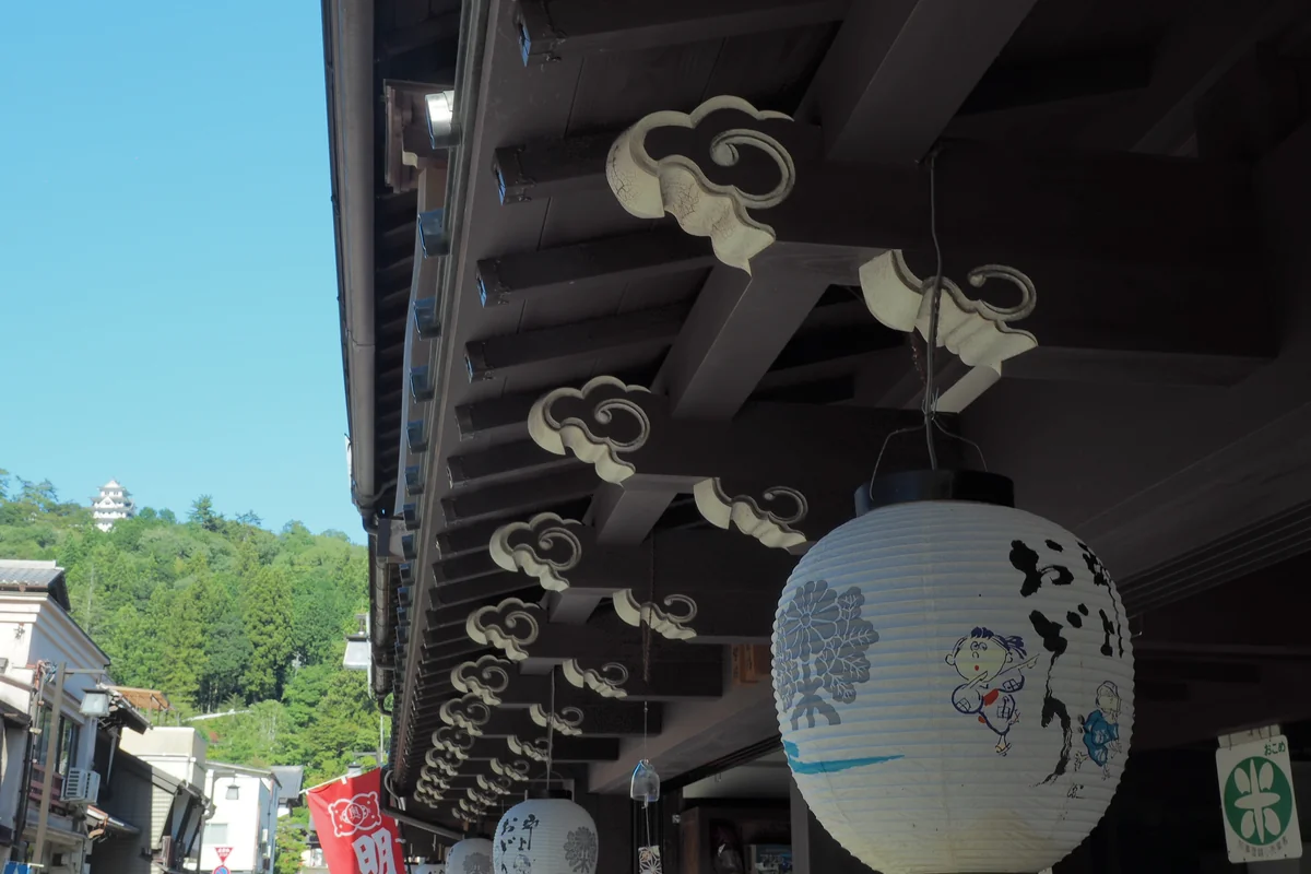 投稿写真：郡上八幡　街の提灯と郡上八幡城