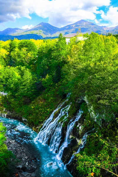 投稿：紅葉まじかの十勝岳連峰と白髭の滝