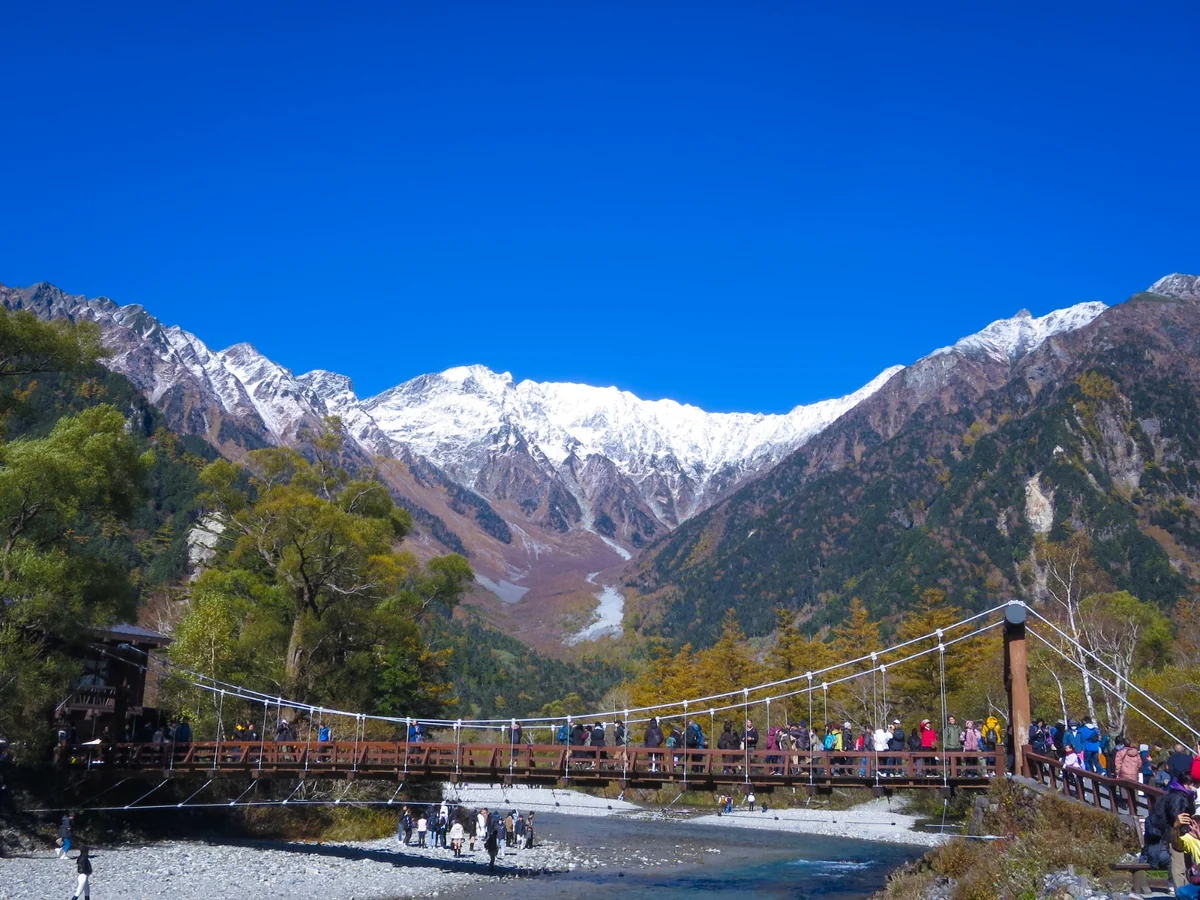 投稿写真：河童橋と白銀の穂高連峰