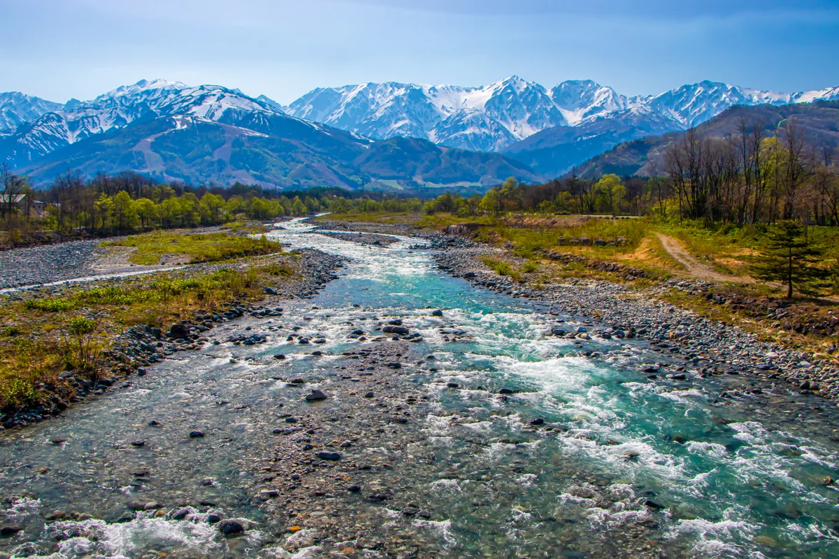 投稿写真：北アルプスと松川の清流