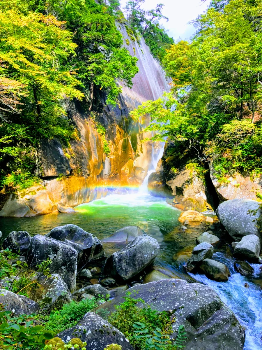 投稿写真：滝と虹