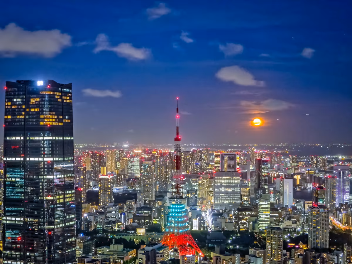 投稿写真：スーパーブルームーンと東京タワー