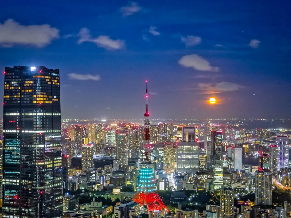 投稿写真：スーパーブルームーンと東京タワー