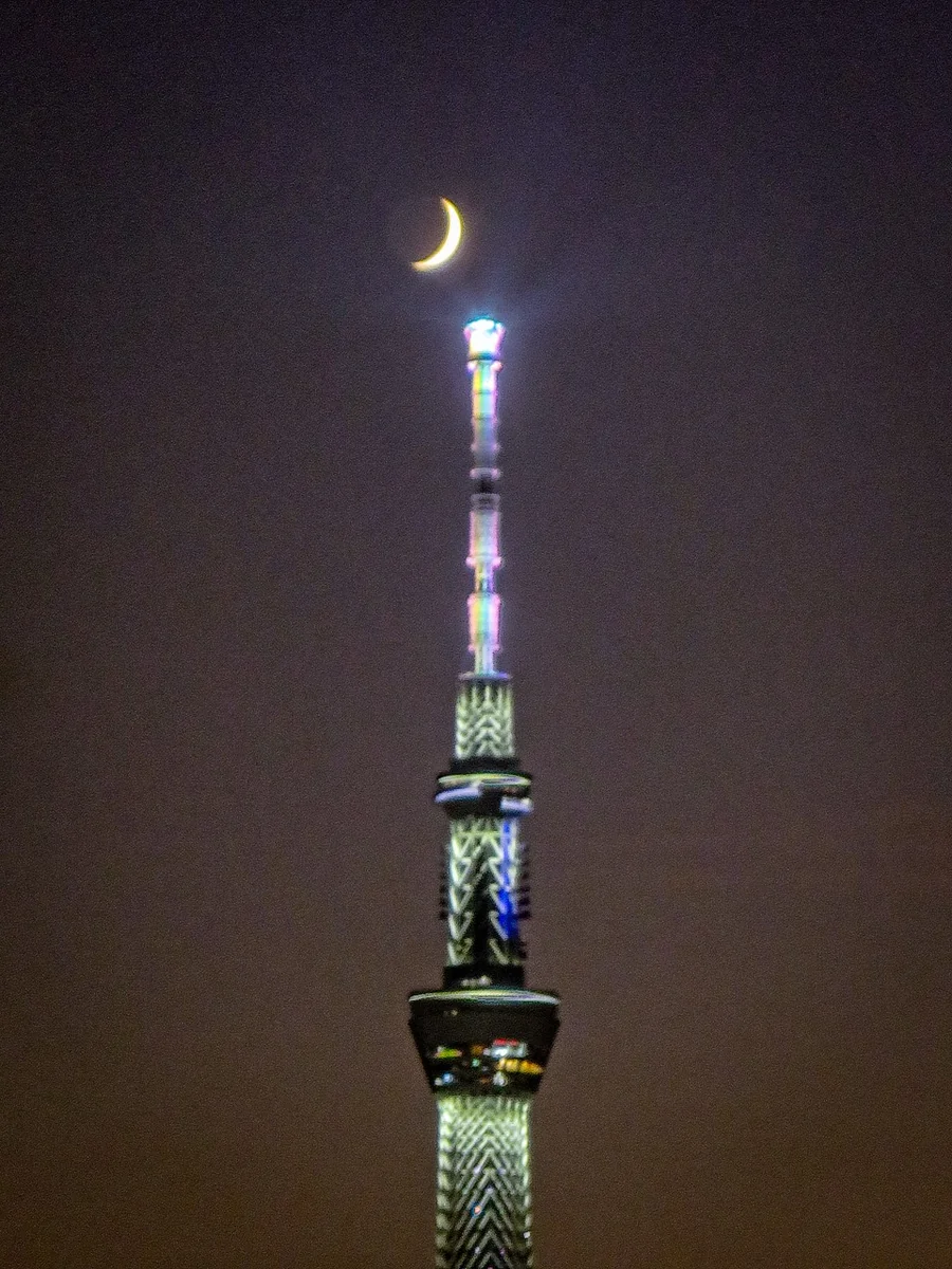 投稿写真：スカイツリーと五日月