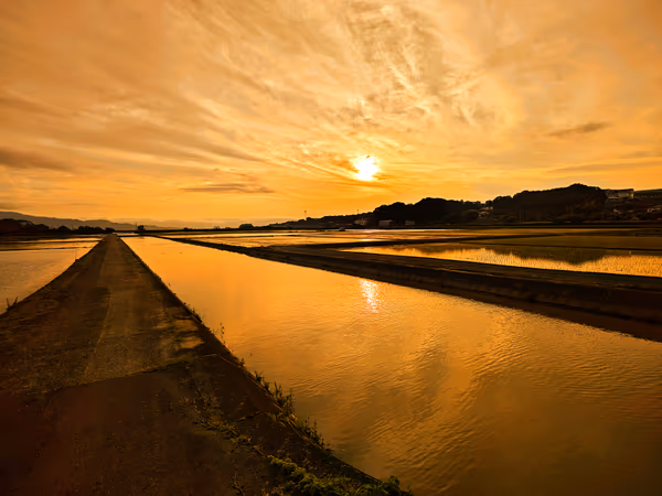 投稿：水鏡と夕焼け