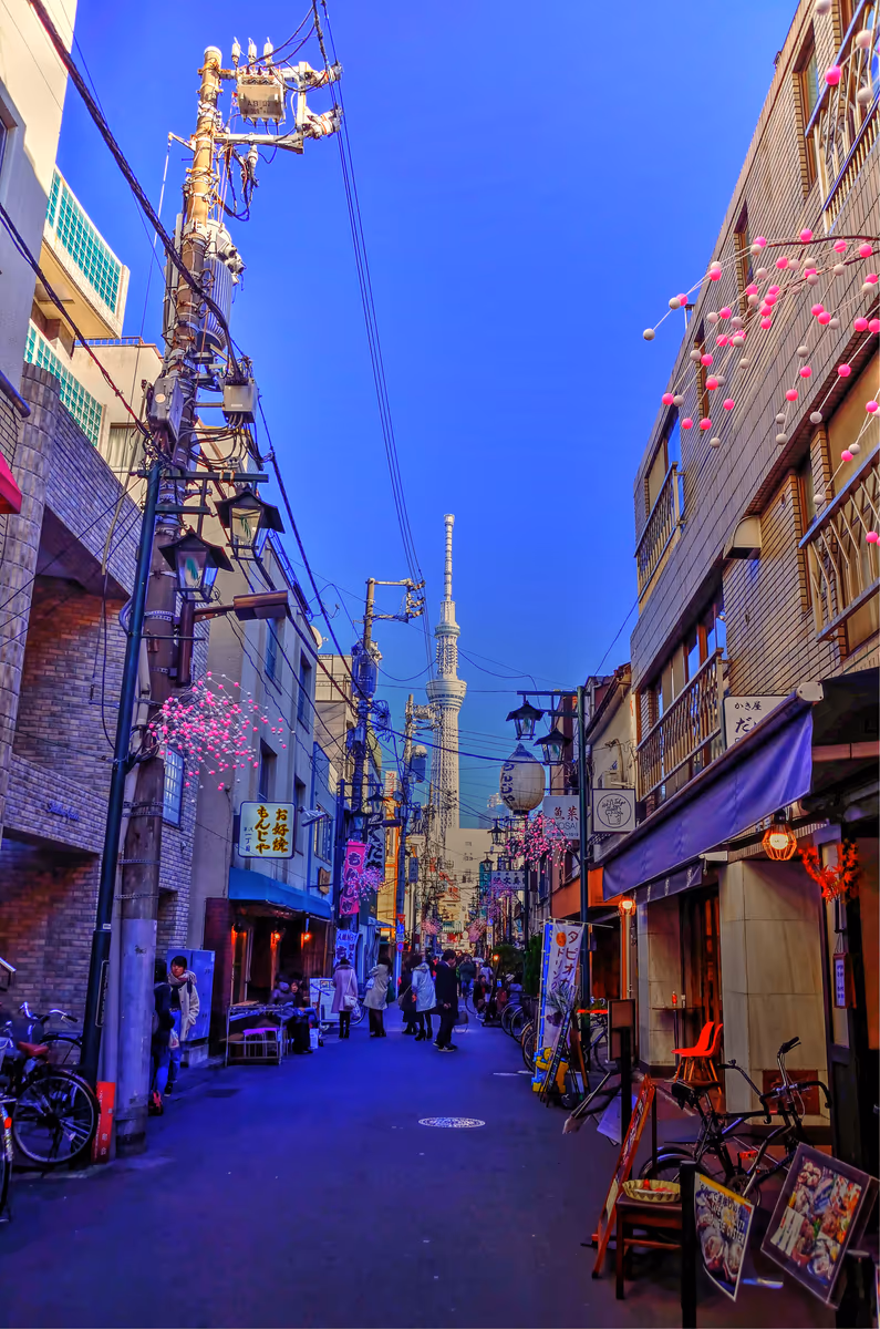 投稿写真：路地裏横丁とスカイツリー