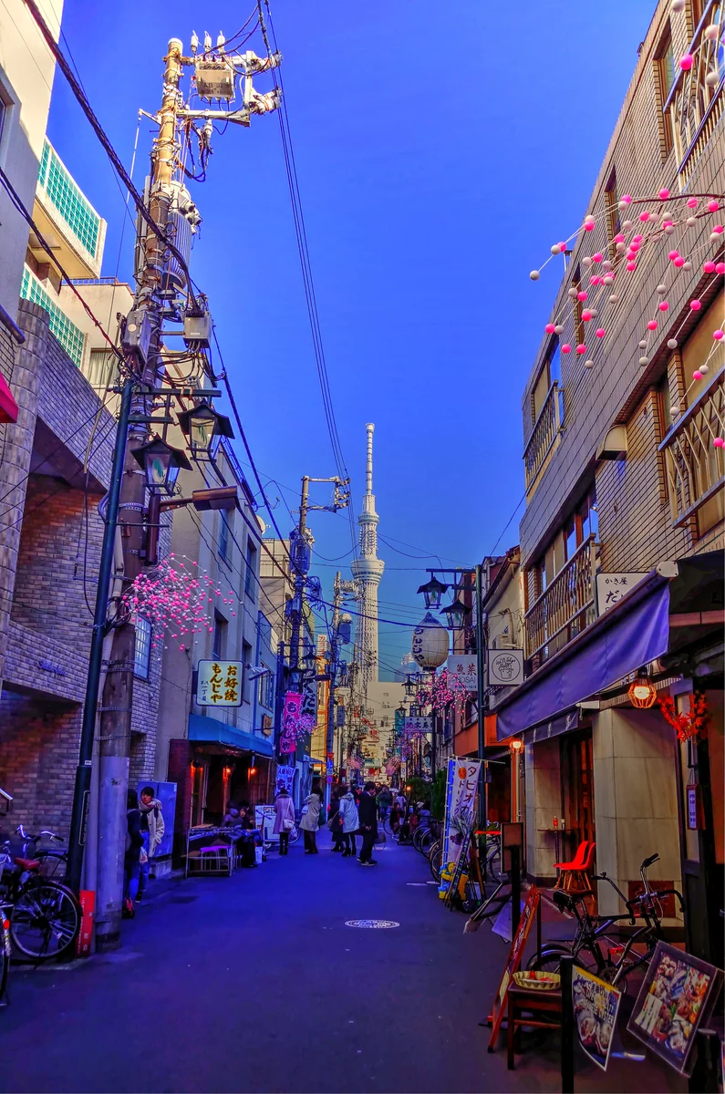 投稿写真：路地裏横丁とスカイツリー