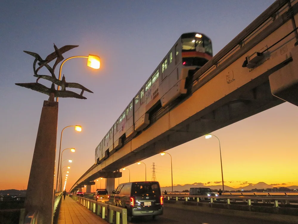 投稿写真：夕富士と多摩モノレール