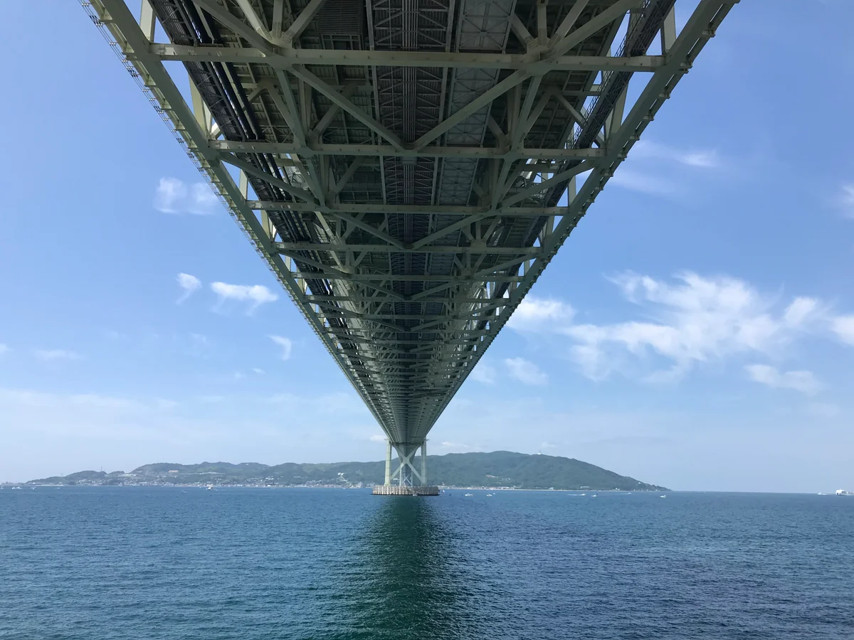 投稿写真：明石海峡大橋を下から眺める
