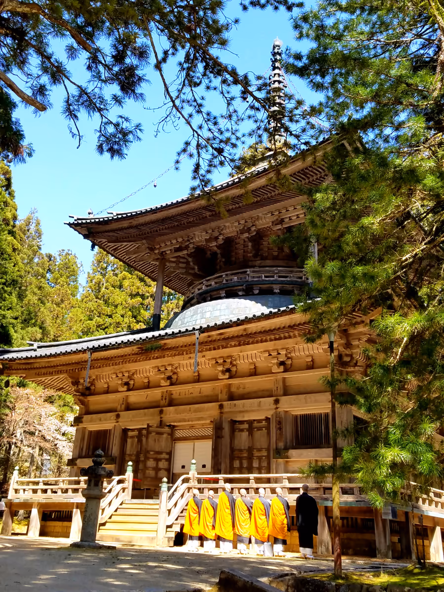 投稿写真：高野山　修行僧の黄色の袈裟