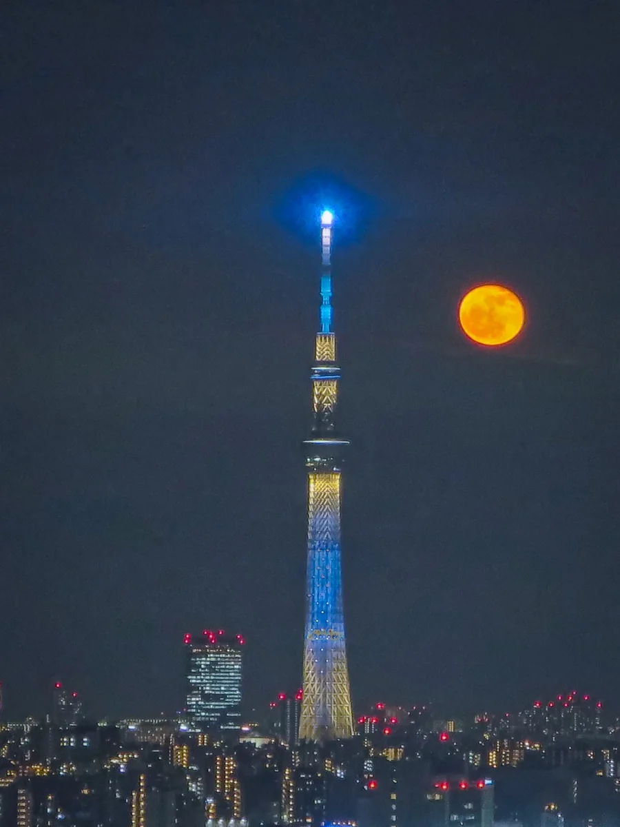 投稿写真：立待月パール東京スカイツリー~立待月とスカイツリー