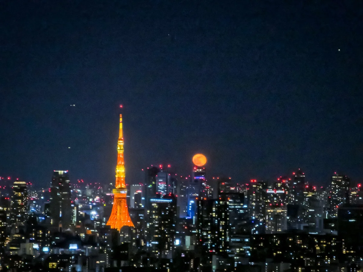 投稿写真：2026年初パール東京タワー~東京タワーと十六夜月と木星