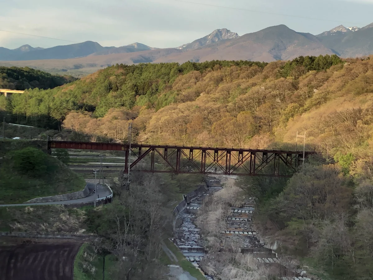 投稿写真：立場川橋梁と八ヶ岳