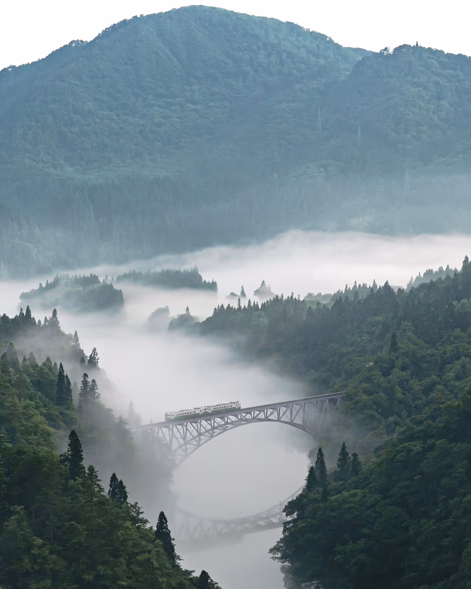 投稿写真：朝露の只見線