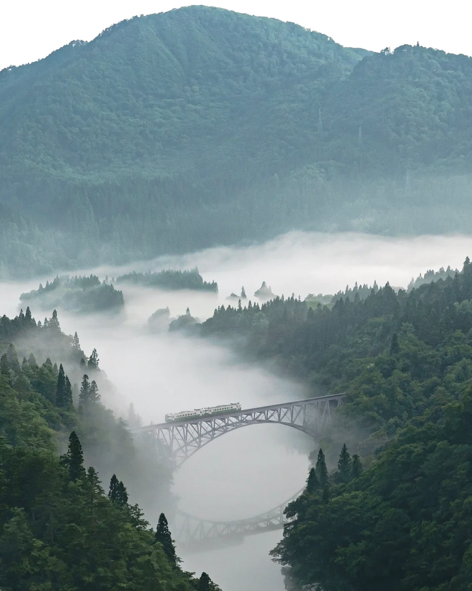 投稿写真：朝露の只見線