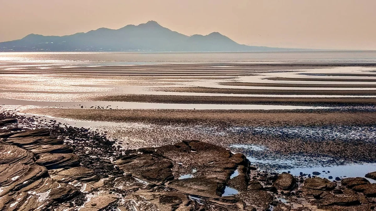 投稿写真：干潟と雲仙岳