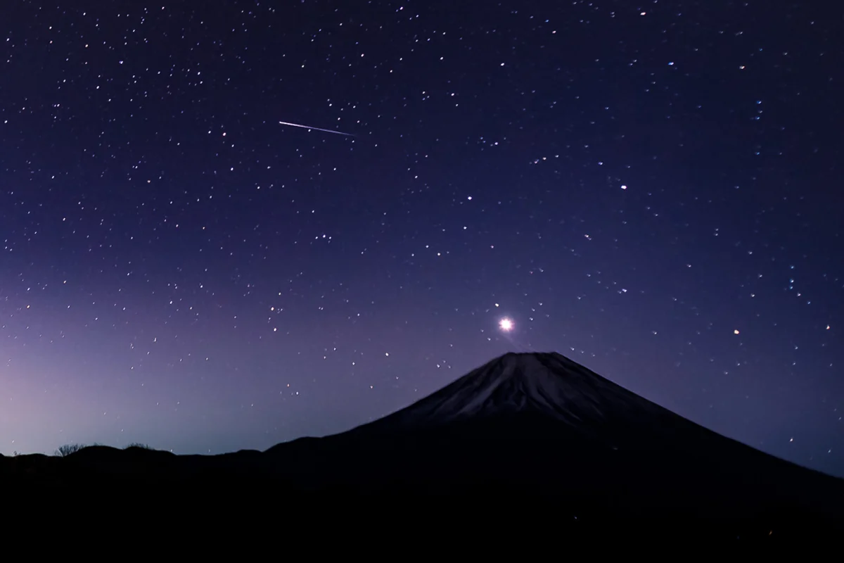 投稿写真：しぶんぎ座流星群と富士山