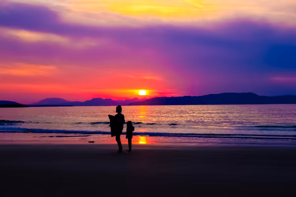 投稿：親子と夕日