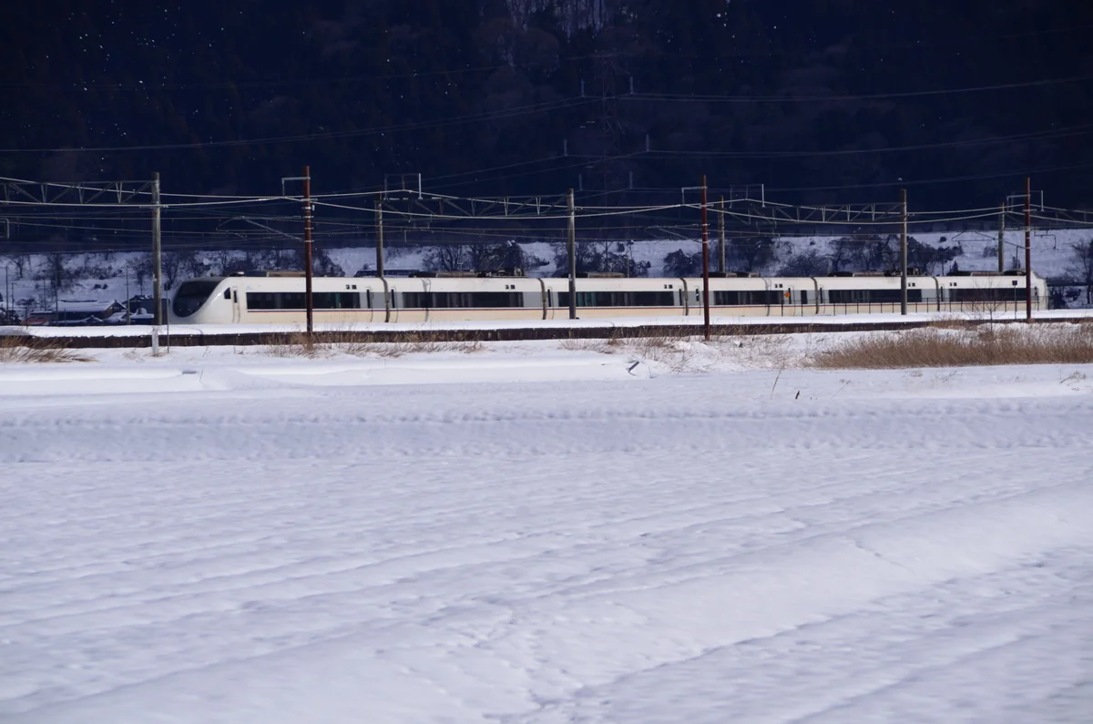 投稿写真：雪原を走る特急「しらさぎ」