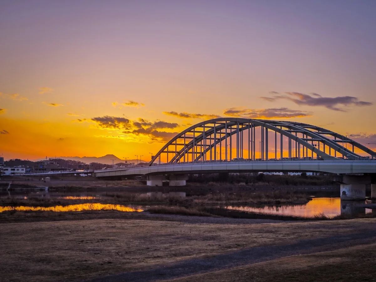 投稿写真：夕富士とアーチ橋