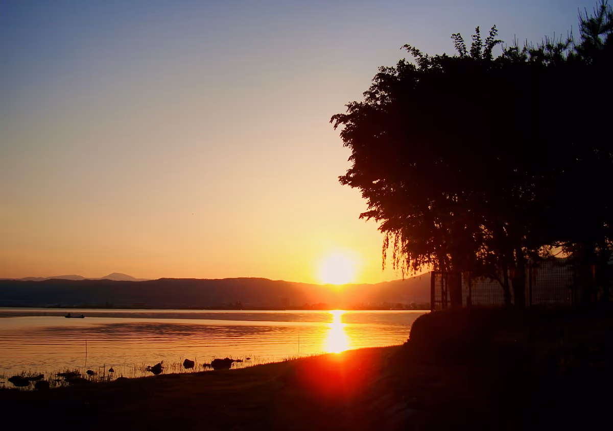 投稿写真：諏訪湖と夕陽