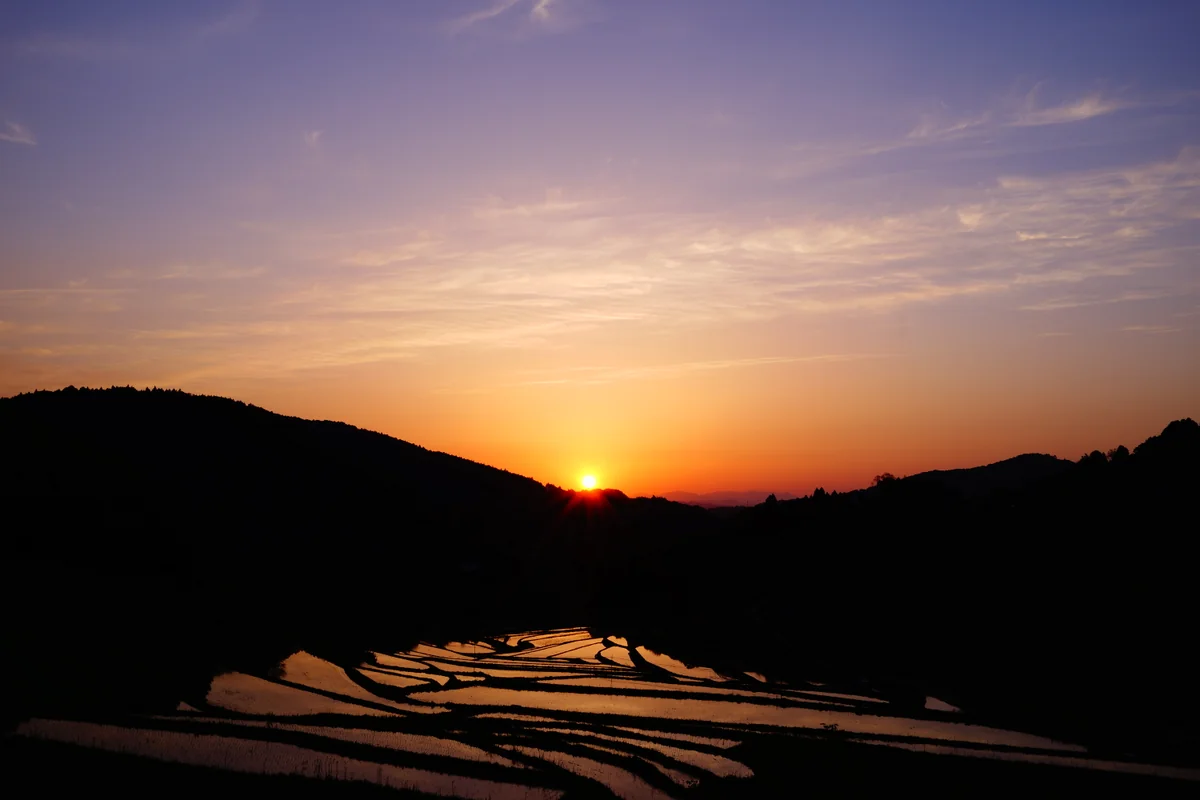投稿写真：「夕陽の棚田」