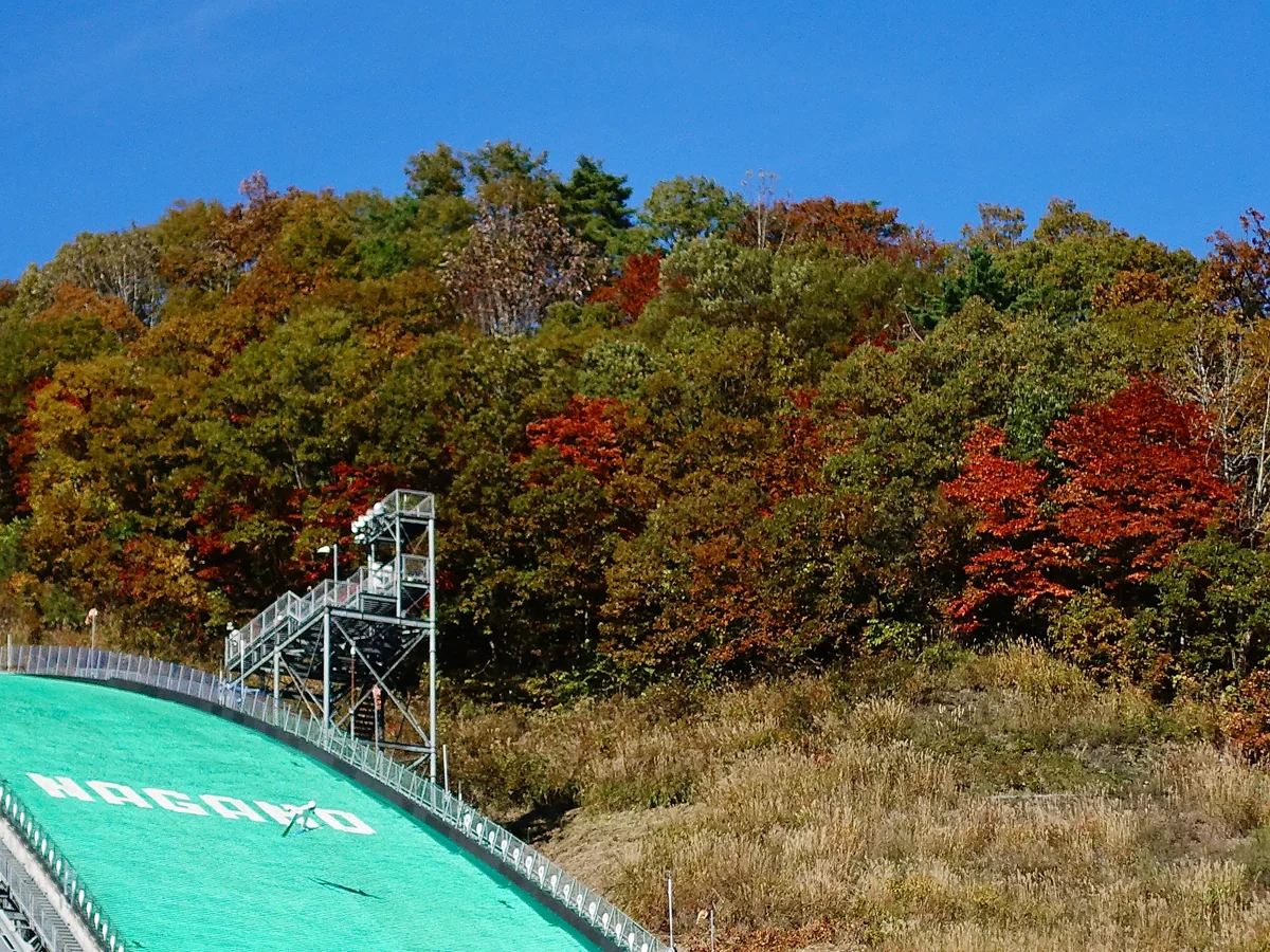 投稿写真：白馬ジャンプ台と紅葉