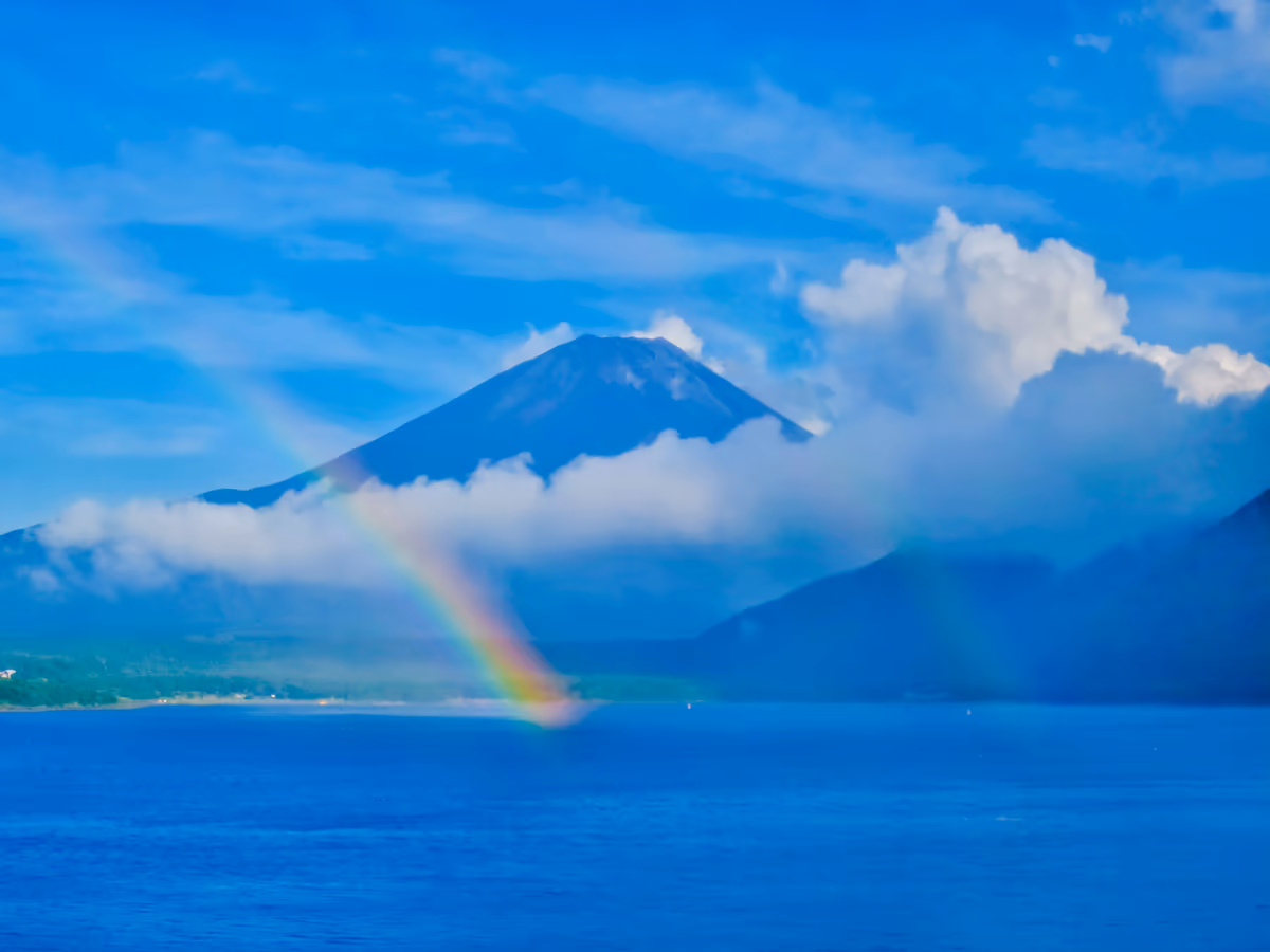 投稿写真：富士山をはさむダブルレインボー