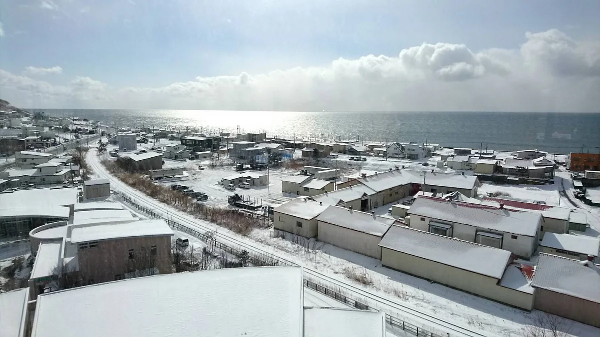 投稿写真：少雪新冠の町が雪に包まれた。