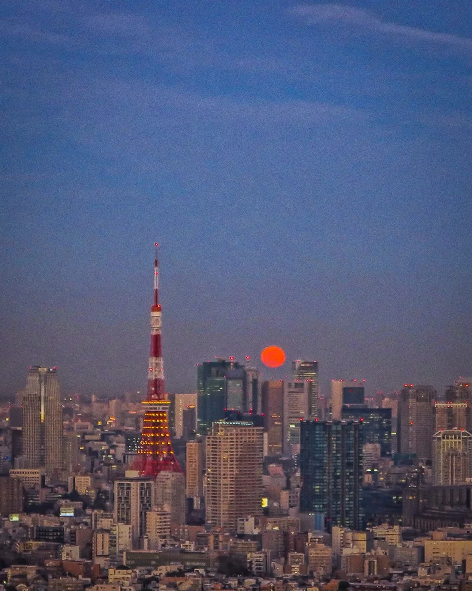投稿写真：2025年初パール東京タワー~東京タワーと赤い満月