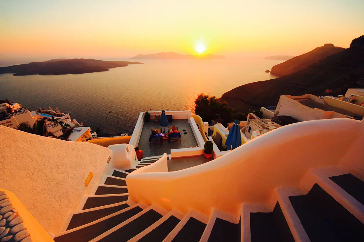 投稿写真：サントリーニ島の夏の夕陽