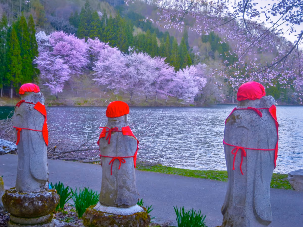 投稿写真：お地蔵さんと満開の桜