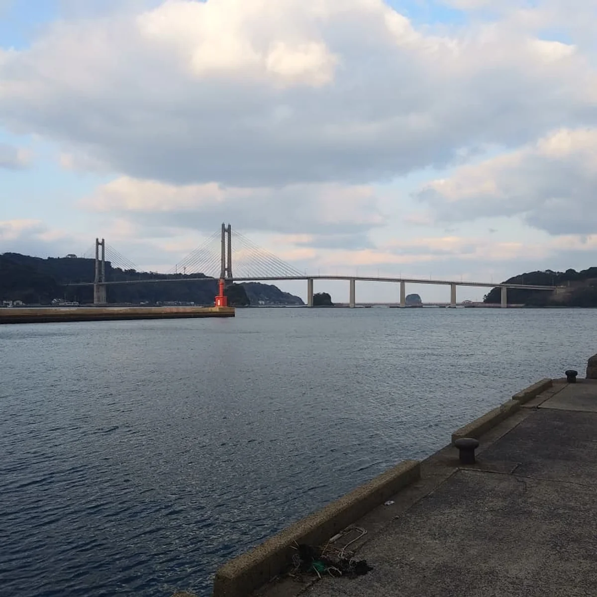 投稿写真：名護屋漁港岸壁より呼子大橋を望む