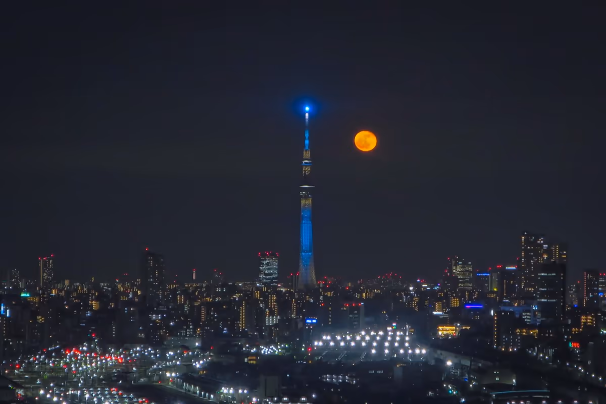 投稿写真：立待月パールスカイツリー~立待月とスカイツリー