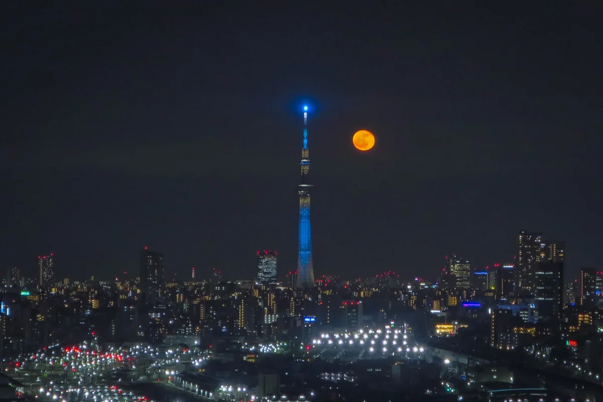 投稿写真：立待月パールスカイツリー~立待月とスカイツリー