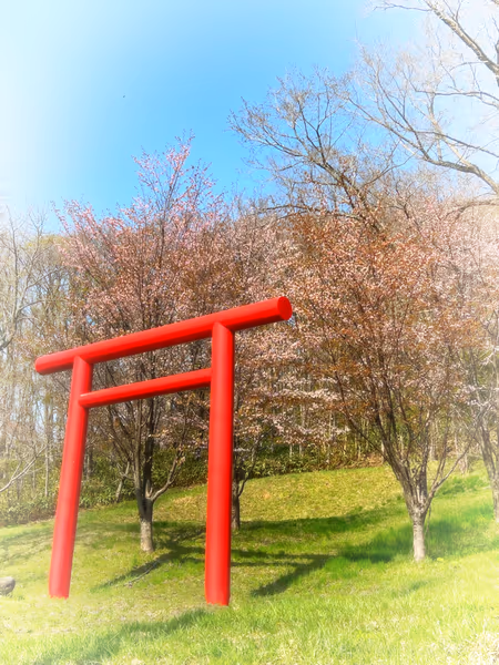 投稿：桜と神社の鳥居