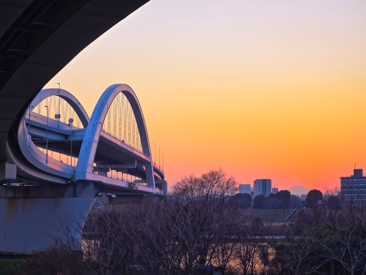 投稿写真：五色桜大橋と夕富士