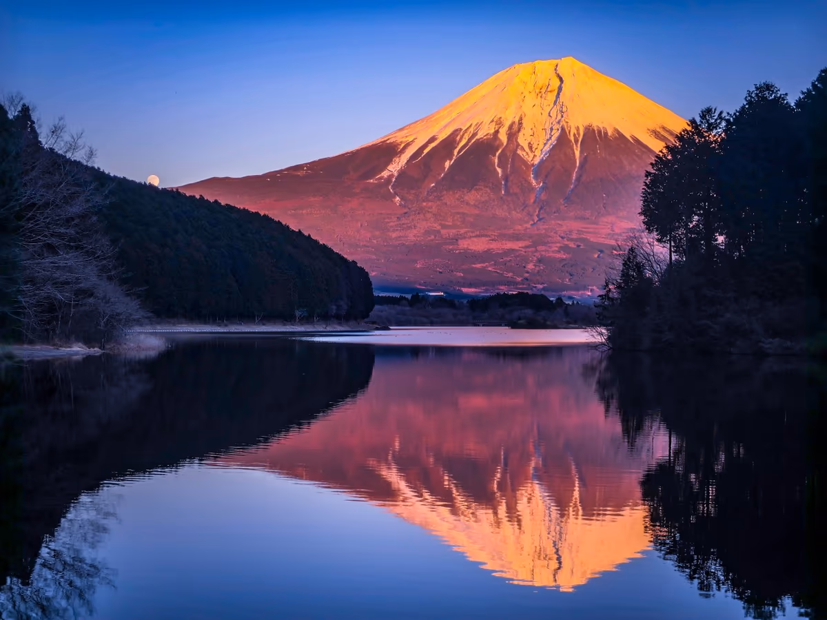 投稿写真：月の出と逆さ富士