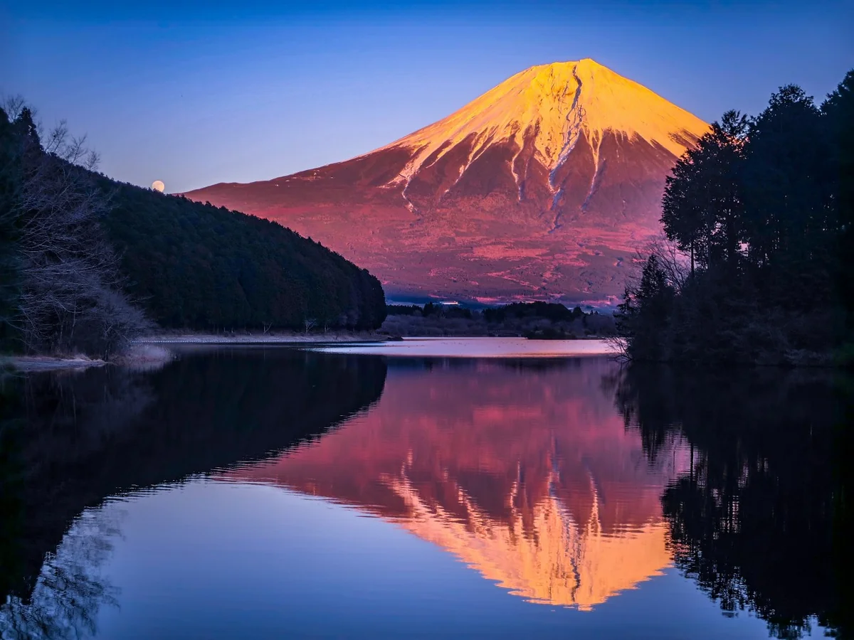 投稿写真：月の出と逆さ富士