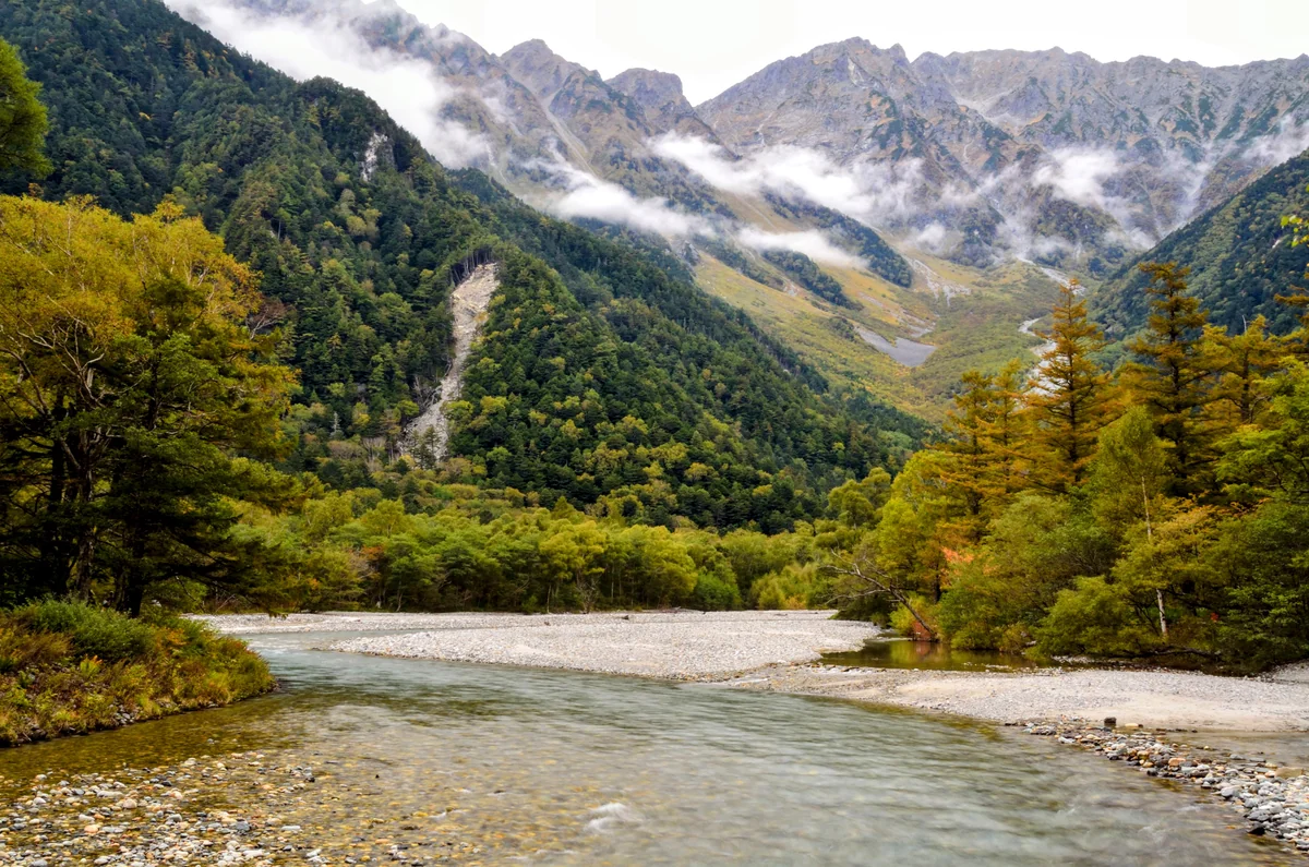 投稿写真：梓川と奥穂高